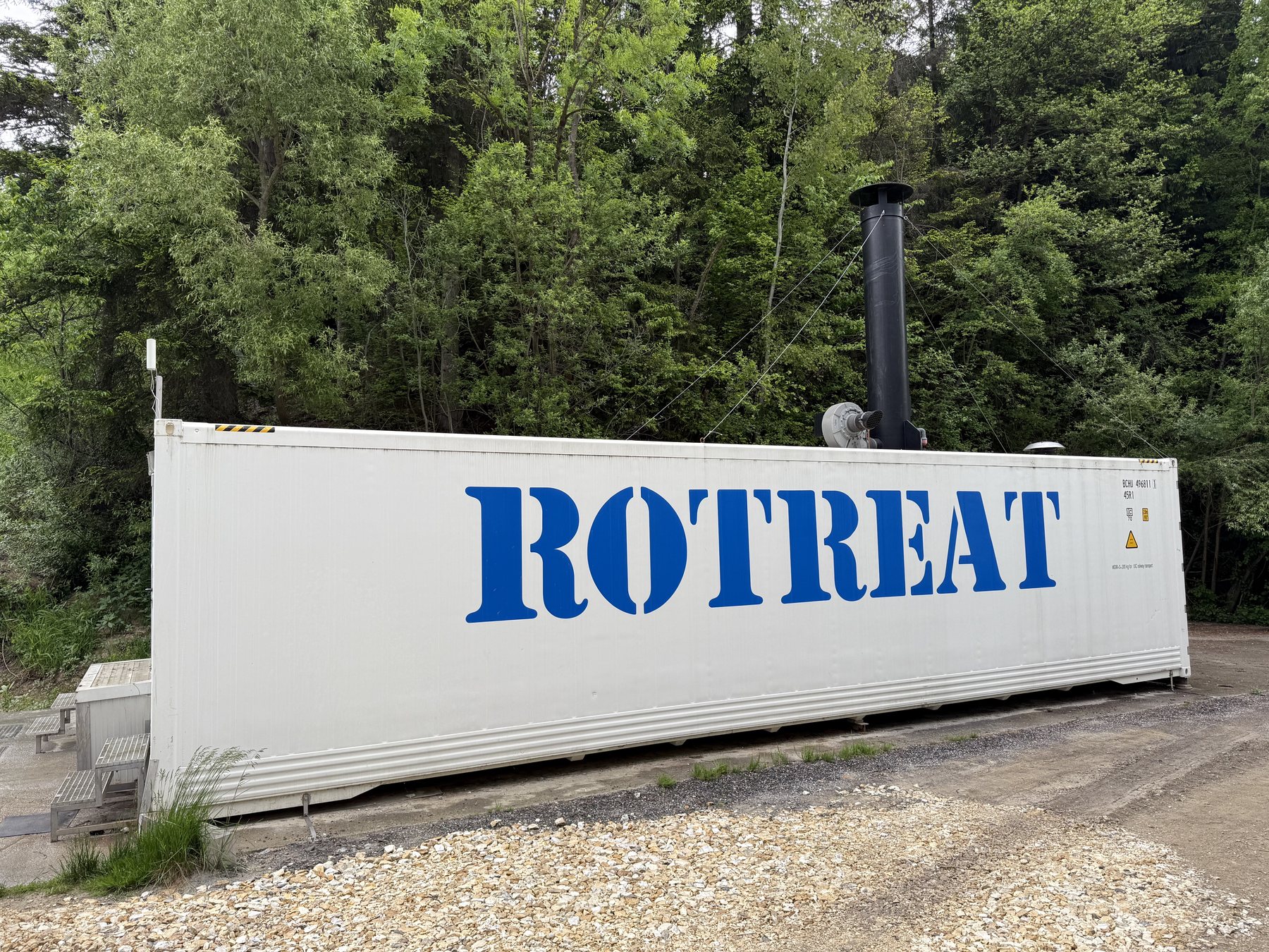Containerized water treatment plant exterior